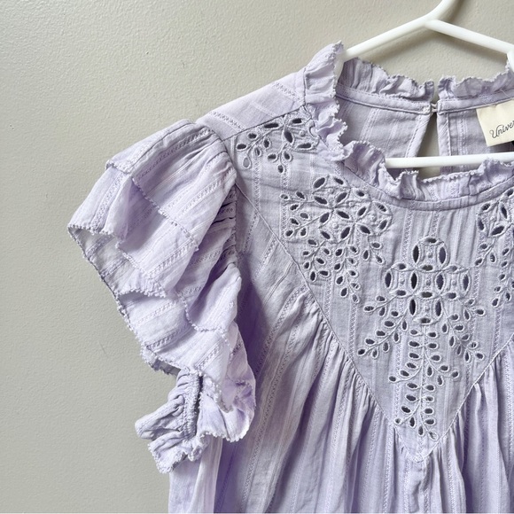 Universal Thread Top Women's Small Lilac Purple 100% Cotton Cottage Eyelet Beach - Picture 10 of 12